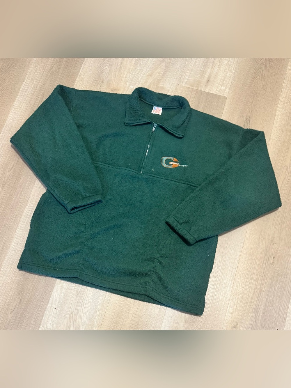 Vintage Green Quarter-Zip Fleece Pullover - Unbranded